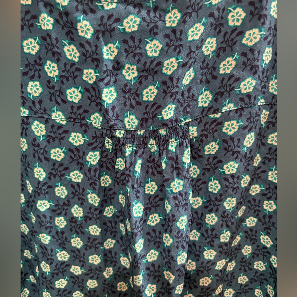 Talbots Navy Floral Button-Front Blouse - Picture 7 of 8